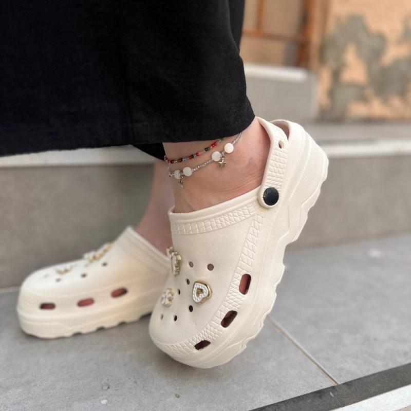 Crocs Tokalı Krem